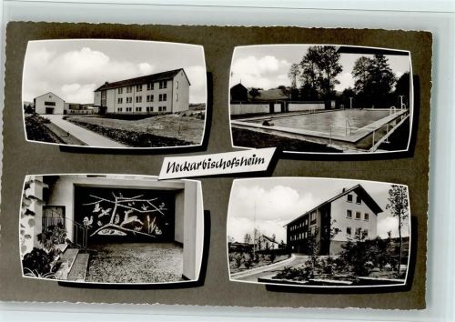 Neckarbischofsheim 1965 Schwimmbad und andere Ansichten, gute Erhaltung AK