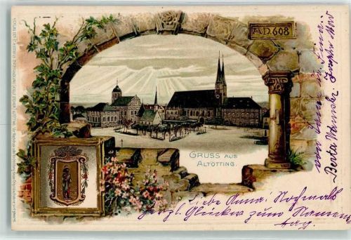 Altötting Kapellplatz Heilige auf AK Lithographie