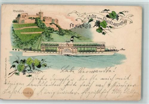 1897 Gruss aus - Litho Rheindampfer Frauenlob AK Eckknick, Flecken