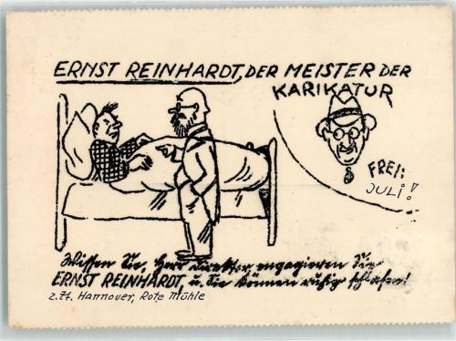 Hannover 1933 Ernst Reinhardt , der Meister der Karikatur AK