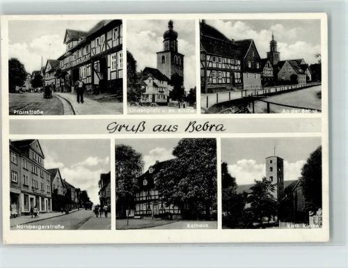 Bebra Pfarrstraße Lindenplatz u. Ev. Kirche an der Bebra Nürnbergerstraße Rathaus Kath. Kirche