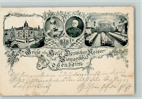 Rosenheim 1898 Gruss aus - Hotel Deutscher Kaiser, Bismarckbad, AK