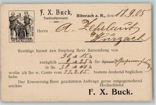 Biberach 1905 Firma Buck Fruchtsaftpresserei