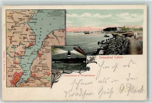 Laboe 1906 Leuchtturm Friedrichsort Kiel Umgebungskarte