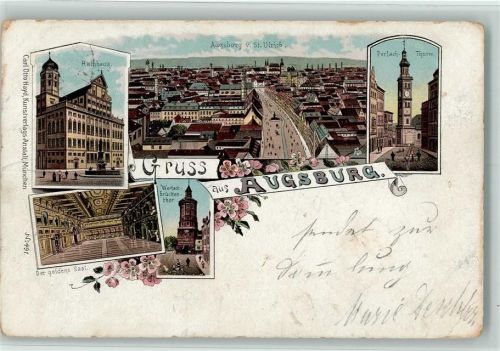 Augsburg 1899 Gruss aus - Litho, Verlag Hayd Nr. 491 AK