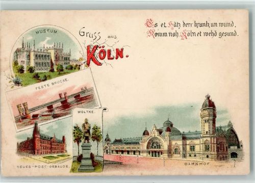Köln Altstadt-Nord 103 Museum Feste Brücke Moltke-Denkmal Neues Post-Gebäude Bahnhof