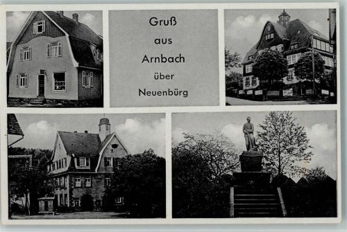 Arnbach 1955 Kriegerdenkmal, versch. Häuser AK