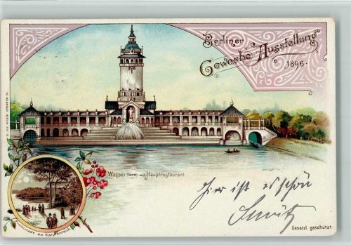 1896 Gruss aus - Wasserturm mit Rrestaurant , gute Erhaltung AK