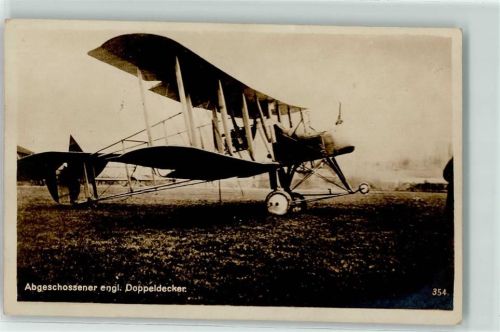 Abgeschossener engl. Doppeldecker AK