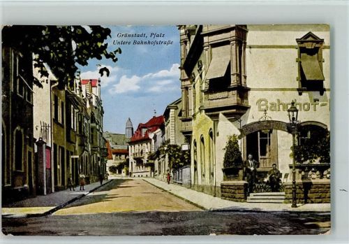 Grünstadt 1929 Untere Bahnhofstraße, Bahnhof Hotel AK