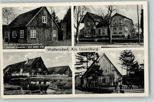 Woltersdorf 1953 Gemischtwarenhandlung, Wirtschaft v. Koops, Schule