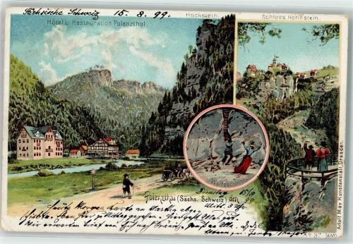 Hohnstein 1899 Hotel Pension Polenztal Hockstein Schloss Hohnstein Wolfsschlucht