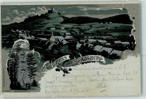 Dabo Dagsburg Kaiser Wilhelm-Turm Lithographie Mondschein
