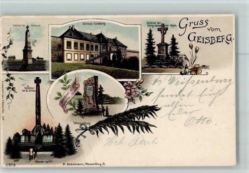 Wissembourg 1904 Gruss aus - Kriegerdenkmal, Schloss Gaisberg AK