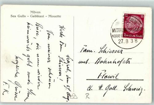 Seepost Mittelmeerfahrt Nord.Lloyd 26.8.38