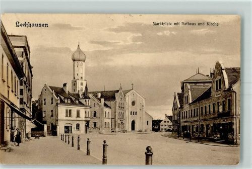 Lechhausen 1910 Marktplatz Rathaus AK
