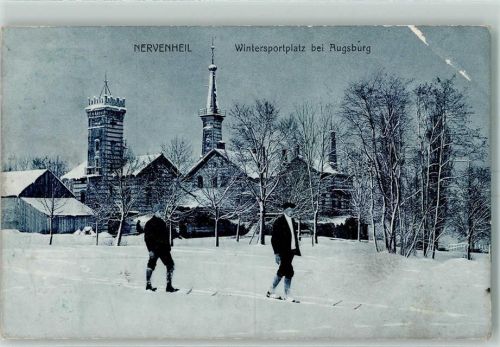Augsburg 1914 Wintersportplatz Nervenheil Langläufer