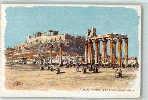 Athen Akropolis und Tempel des Zeus sign