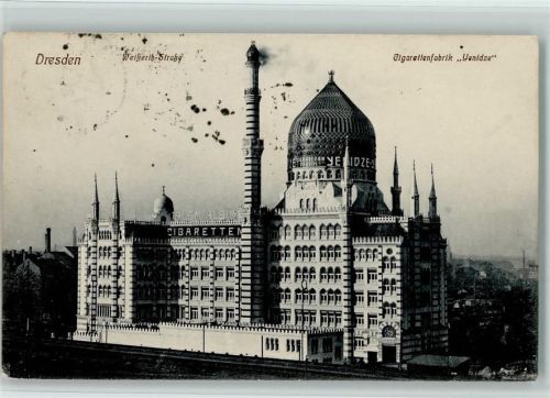 O8000 Dresden Zigarettenfabrik Yenidze AK Stempelflecken Zigarette 1922 Gebrauchsspuren