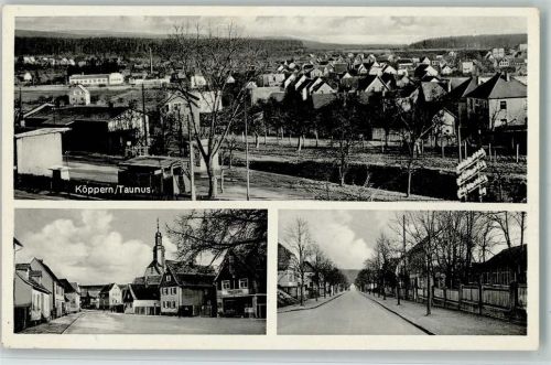 Köppern 1950 Straßenpartien, Teilansicht AK