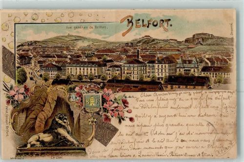 Belfort 1898 Löwendenkmal Lithographie