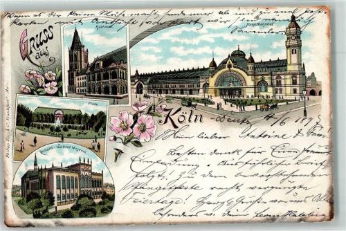 Köln Stadt 1897 Rathaus Hauptbahnhof Flora Richard Wallraf Museum Blumen Kutsche