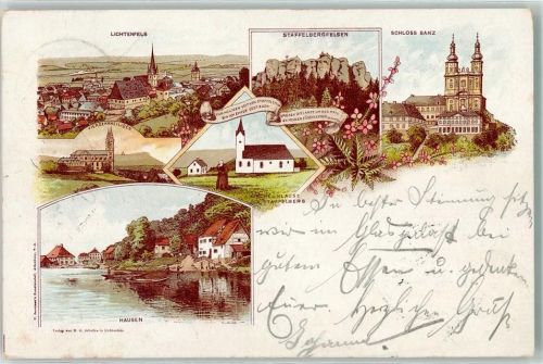 Lichtenfels 1897 Vierzehnheiligen Schloß Banz Staffelbergfelsen Hausen