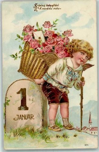 1907 Engel Datum Rosen Kiepe AK