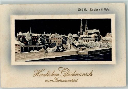 Basel Münster mit Pfalz Winter Neujahr