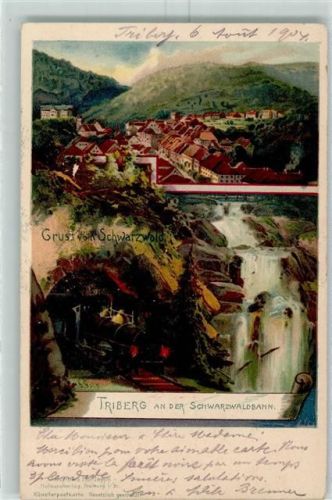Triberg 1904 Gruss aus Eisenbahn Wasserfall Verlag Elchlepp AK