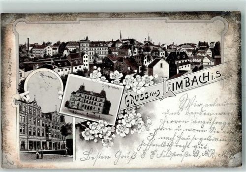 Limbach-Oberfrohna 1896 Gruss aus Lithographie Gartenstraße, Bürgerschule AK
