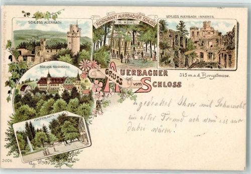 Auerbach 1898 Schloß Auerbach Gasthaus Fürstenlager Schloß Schönberg