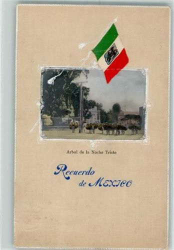 1909 Prägedruck Passepartout Arbol de la Noche Triste Fahne