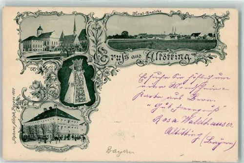 Altötting 1898 Kapellenplatz U. L. Frau Hotel Post