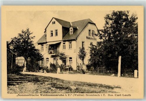 Brombach Weiltal Gasthaus Weidmannsruhe Mann mit Hund