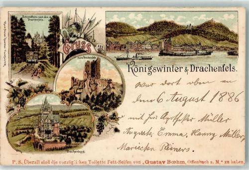 Königswinter Zahnradbahn Drachenfels Ruine Drachenburg Raddampfer Schiff Boot Rebe