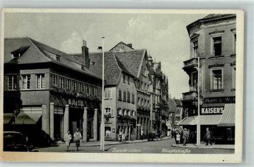 Zweibrücken Hauptstraße Fuhrwerk Kaiser's Kaffeegeschäft