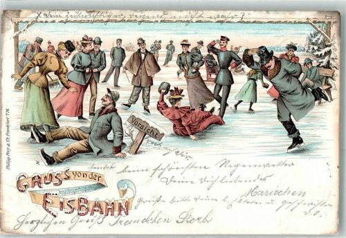 1898 Chaos auf der Eisbahn Verlag Philipp Frey & Co. Uniform Muff