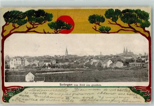 Solingen 1900 von Feld aus gesehen Jugendstilrahmen sign