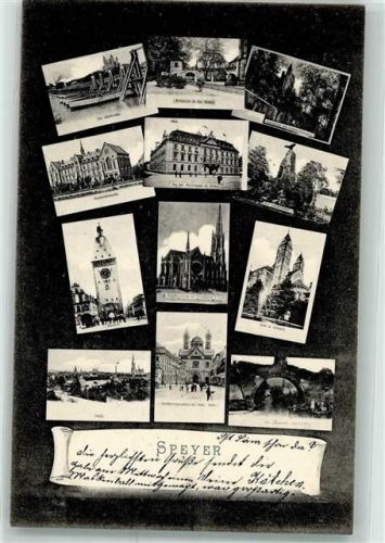 Speyer 1905 Schiffbrücke Dom Das Altpörtel