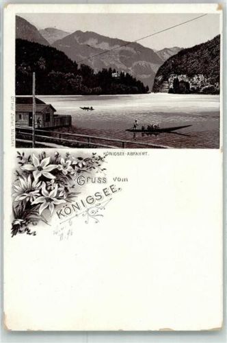 Königssee Vorläufer Abfahrt Ruderboot Gruss Blumen