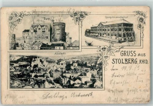 52222 W5190 Stolberg , Rheinl 1903 Gebrauchsspuren Burg Spiegelmanufaktur