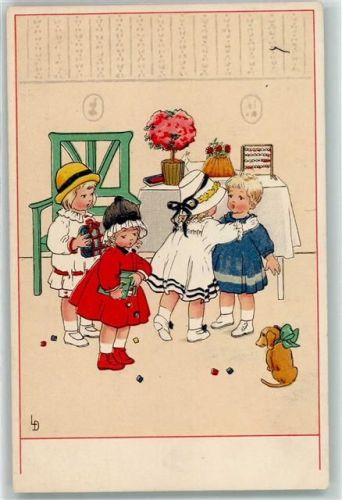 1918 Meissner u. Buch Serie 2301 Gratulanten Kinder Pralinrn Dackel Kuchen Rechenschieber