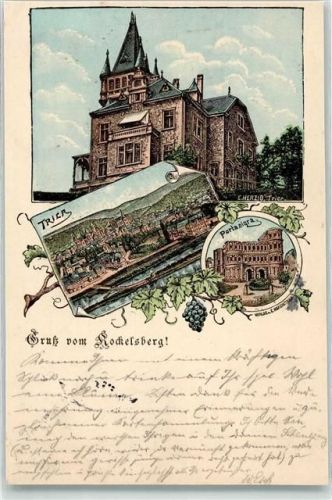 Trier 1896 Rockelsberg Villa Porta Nigra sign. E. Herzig
