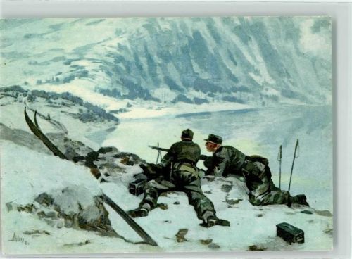 Narvik sign. Ahlers Maschinengewehrstellung im Winter Nationalsozialistische Kriegsopfer - Versorgung Bild 34