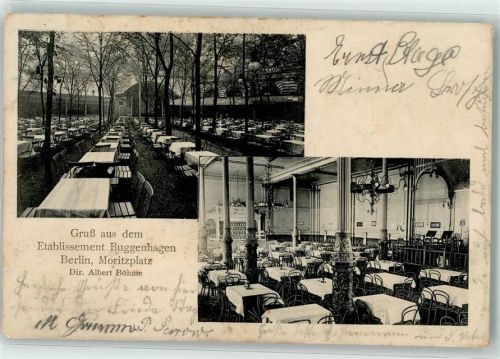 Kreuzberg 1909 Etablissement Buggenhagen Gastraum Gartenwirtschaft Moritzplatz