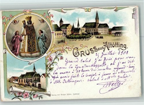 Altötting 1908 Gnadenbild Ortsansichten Klsoter