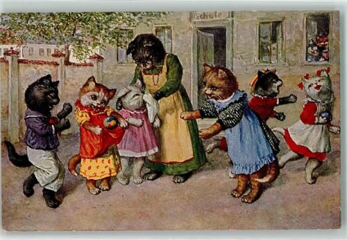 Katze vermenschlicht Schulpause TSN serie 1326 AK