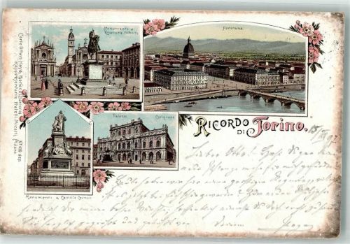 Torino 1897 Monumento Emanuele Filberto Monumento Camillo Cavour Palazzo Carignano