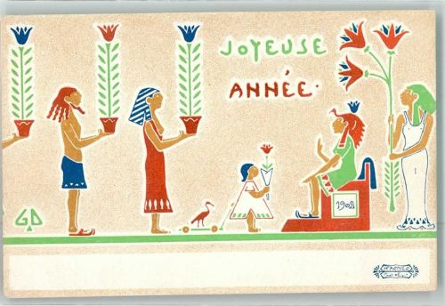 1902 Joyeuse Annee Ägypter mit Blumen AK